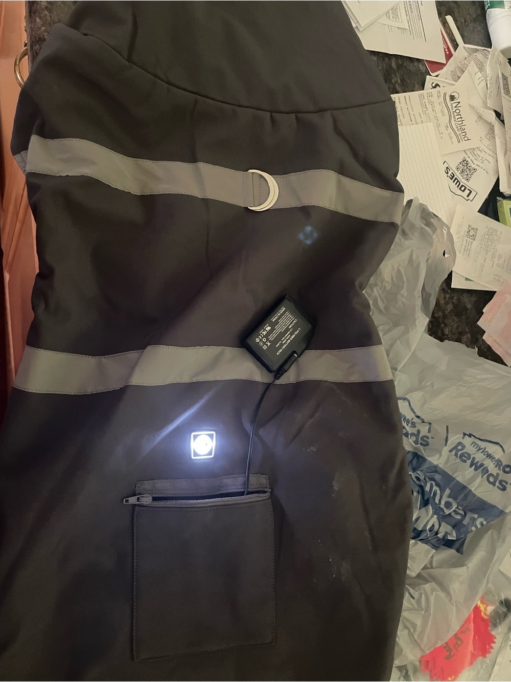 Reflective Black heated vest for large to extra large dog